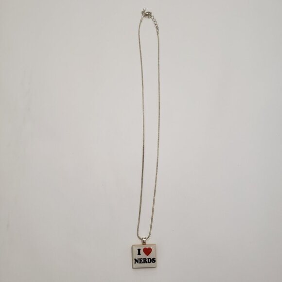 Scrabble Tile Pendant Necklace I Love Nerds Handmade by Home Studio NEW - Picture 4 of 10